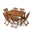 Ver imagem 2 de Conjunto Mesa com 6 Cadeiras Dobráveis de Madeira Maciça para Jardim e Varanda Marrom Ember