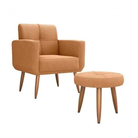 Poltrona Havana com Puff Bucle Mostarda F493
