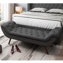 Ver imagem 2 de Puff Recamier Decorativo Tamanho Casal com Tachas 140 cm Santorini P05 Linho Cinza Escuro - Lyam Dec
