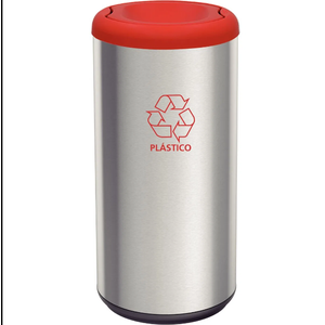 Lixeira Selecta 40L Inox com Tampa Vermelha - Tramontina 94539202