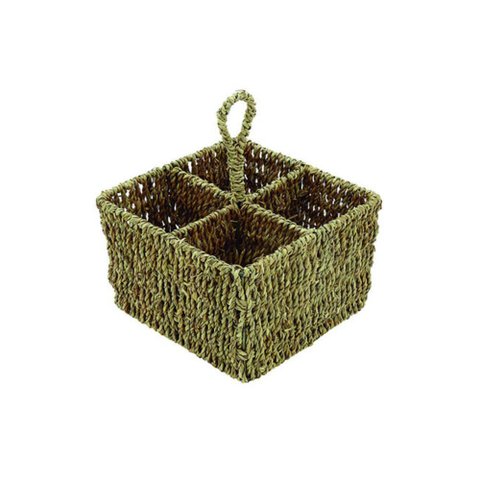 Porta Talher Quadrado em Rattan Natural