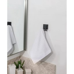 Gancho Duplo Parede Preto Fosco + Fixação Ventosa Multiuso - 2 Gancho Duplo Parede Preto Fosco + Fixação Ventosa Multiuso - 2