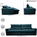 Ver imagem 2 de Sofá Retrátil e Reclinável 2,15m Molas Ensacadas Cama Inbox Spazus com Bordado 3d Velusoft Petró