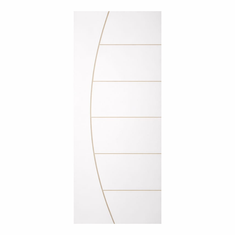 Porta Frisada 1/2 Lua Impressa 0,80 X 2,10 - Branca - Filetada Furo P/ Fechadura - Plastificada