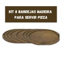Ver imagem 2 de Kit C/ 8 Bandeja Madeira Maciça Redonda de Pizza Forma 40cm
