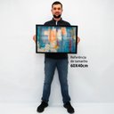 Ver imagem 2 de Quadro Decorativo Caixa Alta com Vidro Abstrato Aquarelado TaColado Moldura Branca 40x60cm