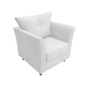 Ver imagem 1 de Poltrona Decorativa Isis Couro Branco Pés Madeira Mz Decor