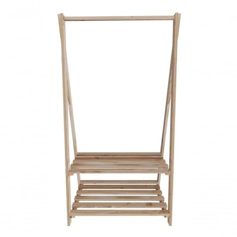 Estante Arara em Madeira com Sapateira Prateleira Maleiro