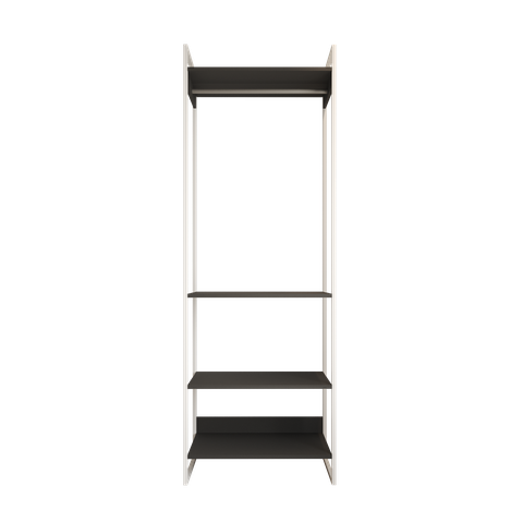 Modulo Closet Industrial Cabideiro Ferro Branco Preto