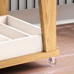 Carrinho Bar para Sala Espelhado 90cm Prince H01 Off White/Carvalho Intense - Mpozenato - 5