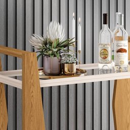 Carrinho Bar para Sala Espelhado 90cm Prince H01 Off White/Carvalho Intense - Mpozenato - 6