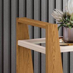 Carrinho Bar para Sala Espelhado 90cm Prince H01 Off White/Carvalho Intense - Mpozenato - 3