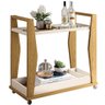 Carrinho Bar para Sala Espelhado 90cm Prince H01 Off White/Carvalho Intense - Mpozenato - 1