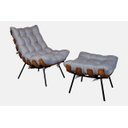 Ver imagem 1 de Poltrona Costela Luxo com Puff Dora Bela - Cinza Linho