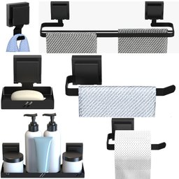 Kit Acessórios de Banheiro Ventosa Preto 6 Peças Duplo F.max - 5