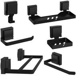 Kit Acessórios de Banheiro Ventosa Preto 6 Peças Duplo F.max - 2