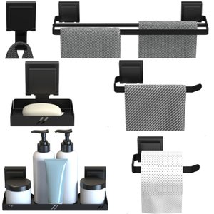 Kit Acessórios de Banheiro Ventosa Preto 6 Peças Duplo F.max