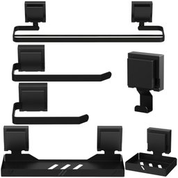 Kit Acessórios de Banheiro Ventosa Preto 6 Peças Duplo F.max - 1