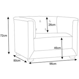Poltrona Decorativa Liverpool Pés de Madeira Couro Bege - Mempra - 3 Poltrona Decorativa Liverpool Pés de Madeira Couro Bege - Mempra - 3