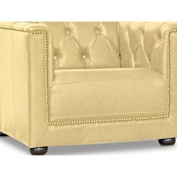 Poltrona Decorativa Liverpool Pés de Madeira Couro Bege - Mempra - 2 Poltrona Decorativa Liverpool Pés de Madeira Couro Bege - Mempra - 2