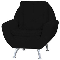 Kit 2 Poltronas Decorativas 1 Lugar com Pés de Alumínio Glória Suede Amassado Preto - Matrix - 2 Kit 2 Poltronas Decorativas 1 Lugar com Pés de Alumínio Glória Suede Amassado Preto - Matrix - 2