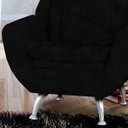 Ver imagem 4 de Kit 2 Poltronas Decorativas 1 Lugar com Pés de Alumínio Glória Suede Amassado Preto - Matrix