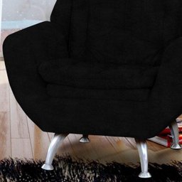 Kit 2 Poltronas Decorativas 1 Lugar com Pés de Alumínio Glória Suede Amassado Preto - Matrix - 4 Kit 2 Poltronas Decorativas 1 Lugar com Pés de Alumínio Glória Suede Amassado Preto - Matrix - 4
