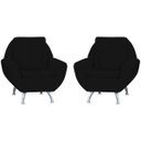 Ver imagem 1 de Kit 2 Poltronas Decorativas 1 Lugar com Pés de Alumínio Glória Suede Amassado Preto - Matrix