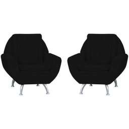 Kit 2 Poltronas Decorativas 1 Lugar com Pés de Alumínio Glória Suede Amassado Preto - Matrix - 1 Kit 2 Poltronas Decorativas 1 Lugar com Pés de Alumínio Glória Suede Amassado Preto - Matrix - 1