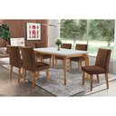 Ver imagem 1 de Conjunto: Mesa de Cozinha Londrina C/ Tampo Madeirado Canto Reto 180x90cm e 6 Cadeiras Jade Imbuia-