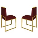 Ver imagem 1 de Conjunto Duas Cadeiras Sala Jantar Barcelona Base Dourado:bordo