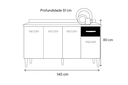 Ver imagem 3 de Balcão de Pia Multiuso para Cozinha 1,5m sem Tampo - Gabriela: Branco/preto-flex