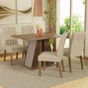 Ver imagem 1 de Conjunto Sala de Jantar Mesa Tampo de Madeira 4 Cadeiras Rustic/crema/imperial Gisele Madesa