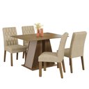 Ver imagem 2 de Conjunto Sala de Jantar Mesa Tampo de Madeira 4 Cadeiras Rustic/crema/imperial Gisele Madesa