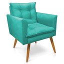 Ver imagem 4 de Kit Poltrona e Namoradeira 2 Lugares Olivia Suede Pés Palito Castanho - Pallazio - Azul Turquesa