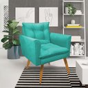 Ver imagem 2 de Kit Poltrona e Namoradeira 2 Lugares Olivia Suede Pés Palito Castanho - Pallazio - Azul Turquesa