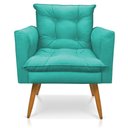 Ver imagem 5 de Kit Poltrona e Namoradeira 2 Lugares Olivia Suede Pés Palito Castanho - Pallazio - Azul Turquesa