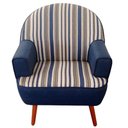 Ver imagem 4 de Poltrona Decorativa Agata Pés Palito Listrada Azul - Konfort