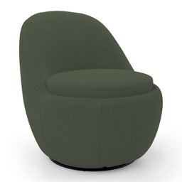 Kit 02 Poltronas Orgânicas Living Memphis Base Giratória Bouclê Verde Musgo - Desk Design - 7
