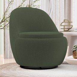 Kit 02 Poltronas Orgânicas Living Memphis Base Giratória Bouclê Verde Musgo - Desk Design - 2