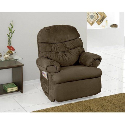 Poltrona do Papai Barão Reclinável Veludo Liso Marrom - Império Estofados