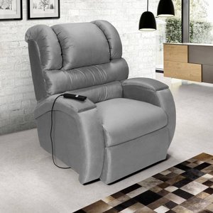 Poltrona do Papai Retrátil com Controle Imperial Império Estofados Cinza