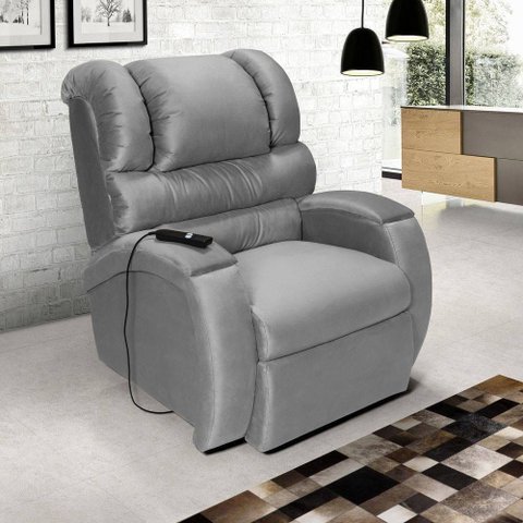 Poltrona do Papai Retrátil com Controle Imperial Império Estofados Cinza