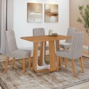 Ver imagem 1 de Conjunto Sala de Jantar Mesa Easy Pop 120x80cm Tampo Mdf com 4 Cadeiras Seat Amêndoa/off