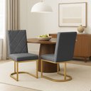 Ver imagem 2 de Cadeira de Jantar Estofada Siena Linho Base de Ferro Dourada - Pallazio