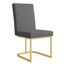 Ver imagem 1 de Cadeira de Jantar Estofada Siena Linho Base de Ferro Dourada - Pallazio
