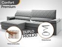 Ver imagem 5 de Sofá de Duplo Molejo com Carregador Usb, Retrátil e Reclinável Viena 2,50m Veludocristal Cinza-
