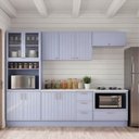 Ver imagem 1 de Cozinha Planejada 6 Peças com Tampo com Cristaleira Marselha CabeCasa MadeiraOriginals Azul/Sereno