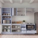 Ver imagem 2 de Cozinha Planejada 6 Peças com Tampo com Cristaleira Marselha CabeCasa MadeiraOriginals Azul/Sereno