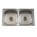 Ver imagem 1 de Pia Cuba Dupla 78x43 de Aço Inox 201 com Escorredor Dosador e Válvulas para Cozinha Moderna